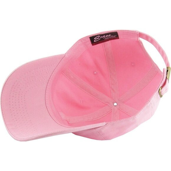 Women's Pink Lightweight Classic Cotton Adjustable Low Crown Baseball Hat Cap - Picture 6 of 6